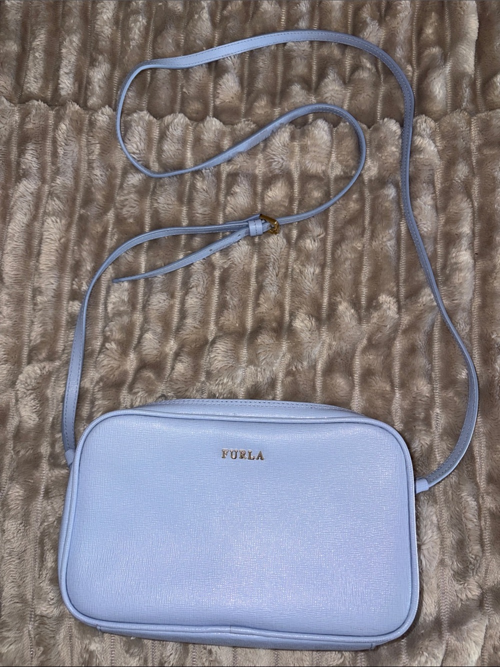 FURLA Pale Blue Saffiano Crossbody Purse